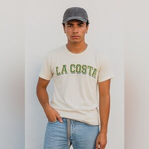 Vintage Cream Graphic Tee “LA COSTA” Small